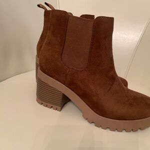 Brown Suede Ankle Lug Boots
